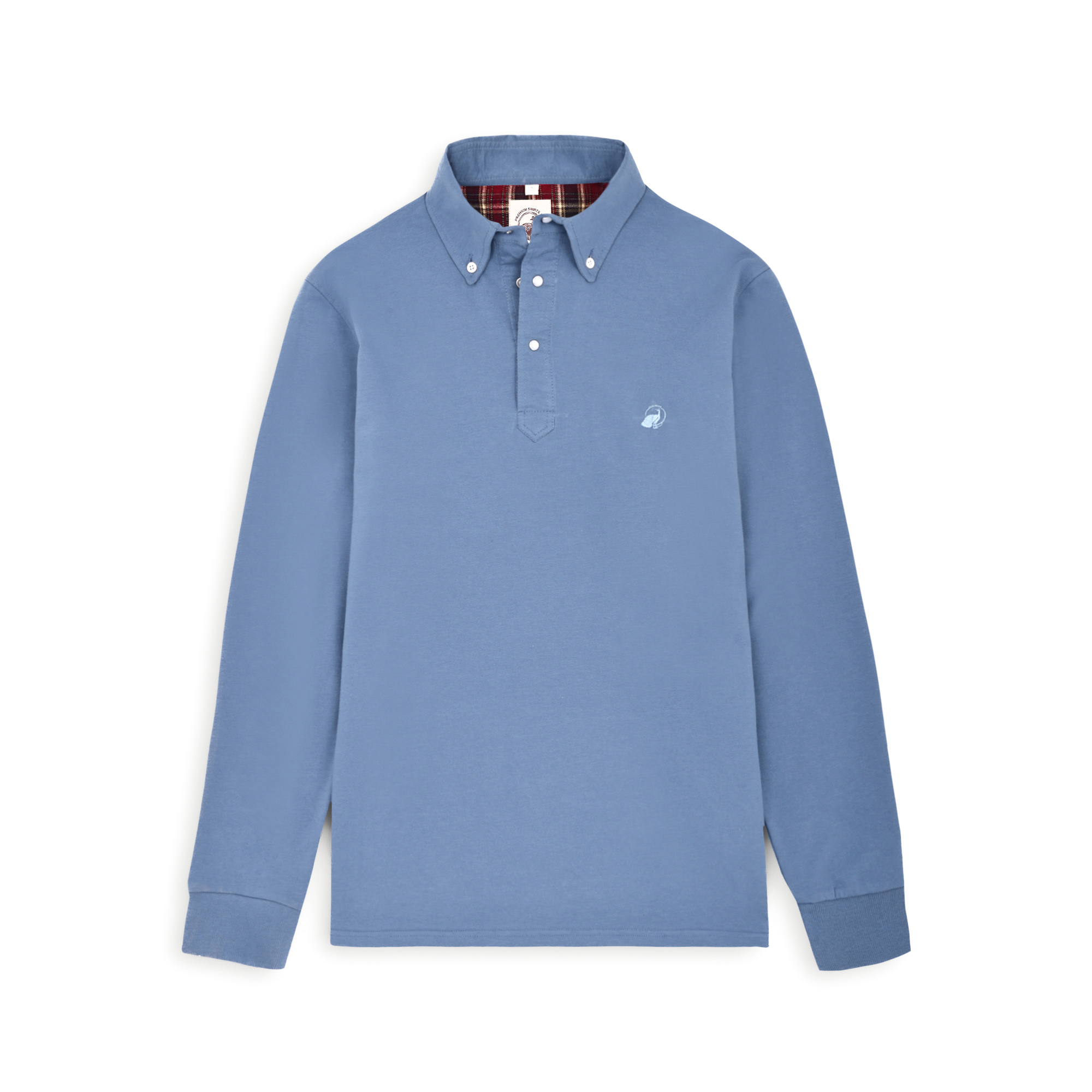 Full Sleeve Blue Polo With Embroidery